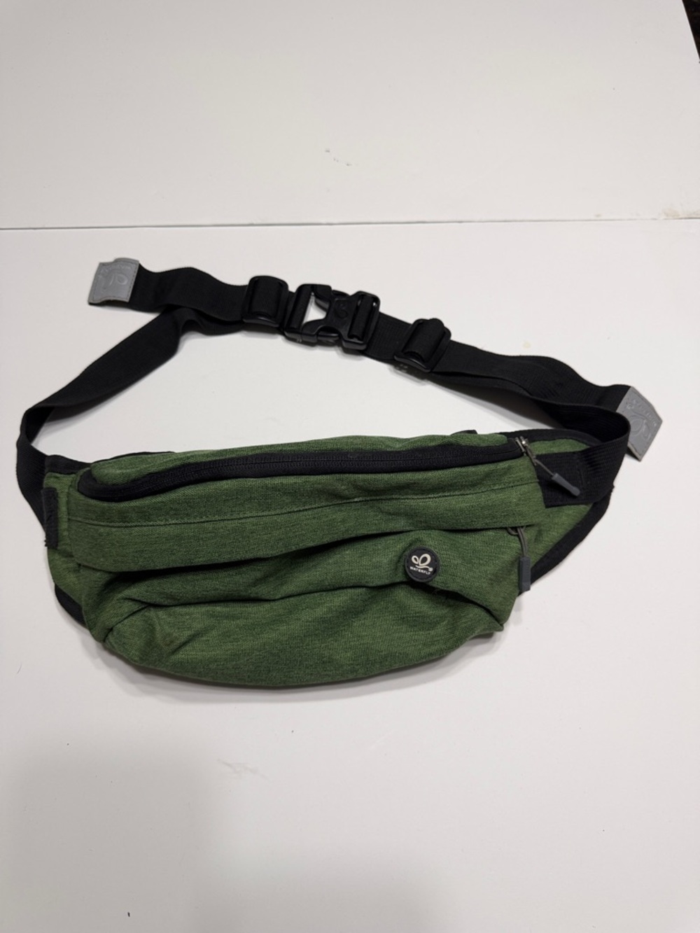 Green Canvas Waist Bag with Black Strap - Unbranded